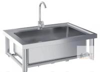 NEW Stainless Steel Freestanding Sink, 29.9"x22"x13", Single Basin, Faucet Included, 304 SS, New in Box