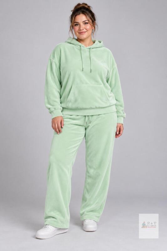 NEW Mint Green XL Hoodie & Sweatpants Set, Pullover, Drawstring Hooded, Relaxed Fit, Unisex