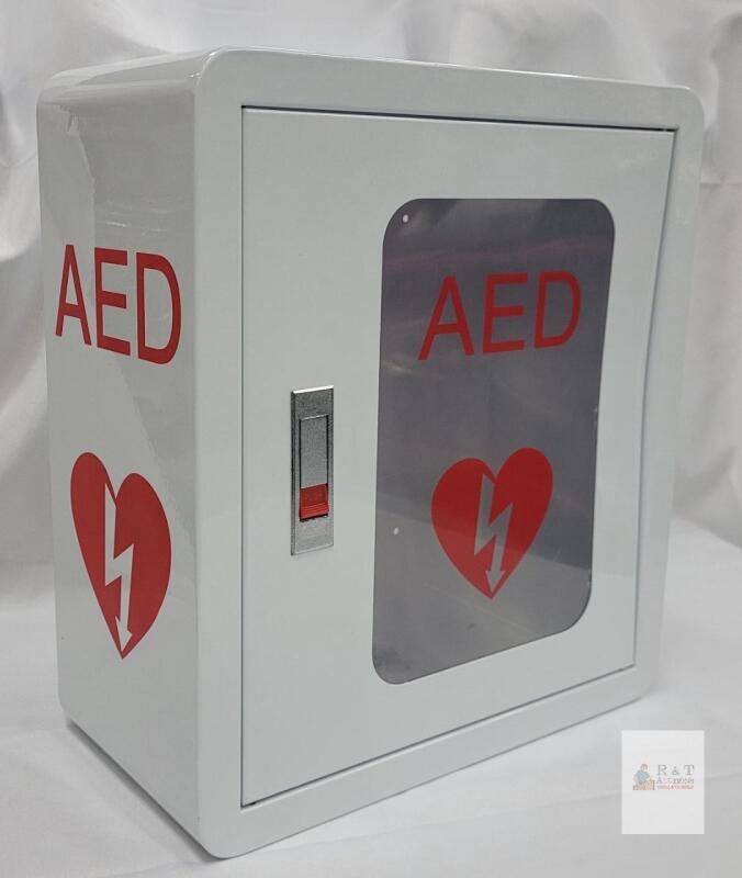 Wall Mounted AED Defibrillator Cabinet, Steel, 14x7.8x15.7 in, Transparent Window, Snap Lock check desc