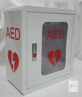 Wall Mounted AED Defibrillator Cabinet, Steel, 14x7.8x15.7 in, Transparent Window, Snap Lock check desc