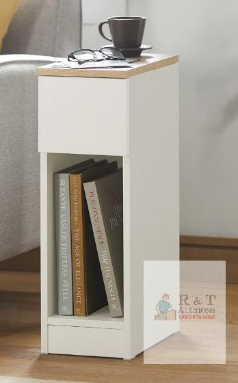 NEW SoBuy FBT111-WN Bedside Table with Drawer and Shelf, White/Natural, 13.8" x 7.9" x 23.6"