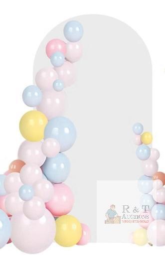 NEW Gold Metal Wedding Arch Backdrop Stand, 6.6 ft x 3.3 ft, Includes White Spandex Cover