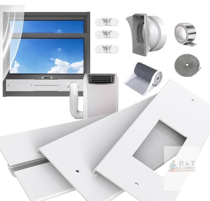 NEW Universal Portable AC Window Vent Kit, Adjustable 26-47", 3 Panels, 5.1"/5.9" Coupler, White