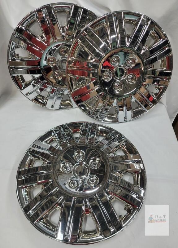 3 Chrome 17" 5-Lug Wheel Covers with 10-Spoke Design