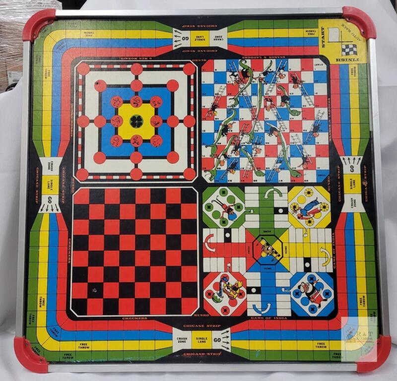 Vintage 1965 Double-Sided Gaming Board . Measures 26.5"&times;26.5" . No Game Pieces
