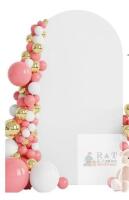 NEW Wokceer Gold 7.2ft Arch Backdrop Stand with White Cover, Metal Frame, 4ft Wide, Event Decor