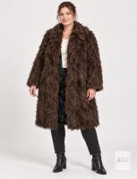NEW Brown Faux Fur Coat, XL, Synthetic Lining, Full Length, Lined, Long Sleeve Outerwear