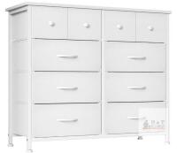NEW Mutun White Tall Dresser, 10 Fabric Drawers, Steel Frame, 39.4"x11.8"x38.7", Removable Drawers
