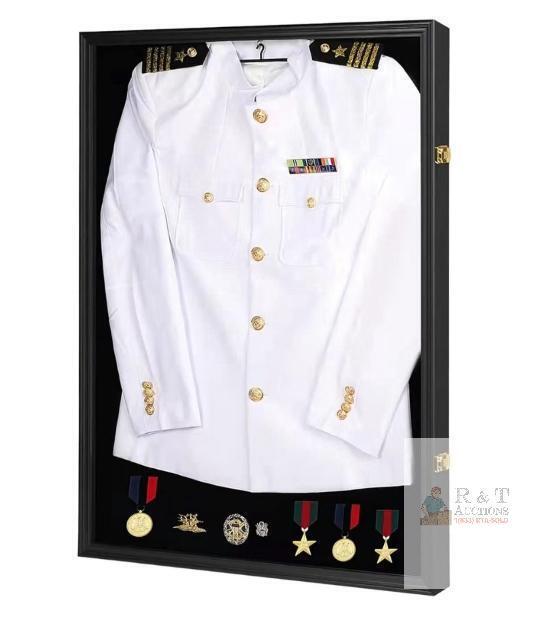 NEW Extra Large Military Uniform Shadow Box Display Case, 37"x26.5", Shatterproof UV Acrylic, Black
