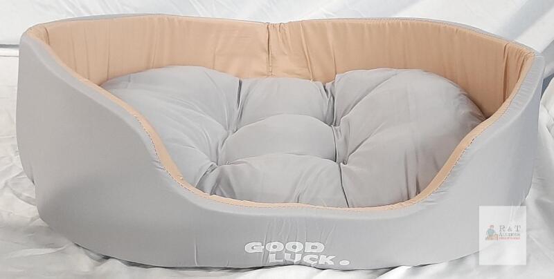 NEW GOOD LUCK Pet Bed, 24" x 18" x 7", Light Gray/Beige, for Pets up to 25 lbs