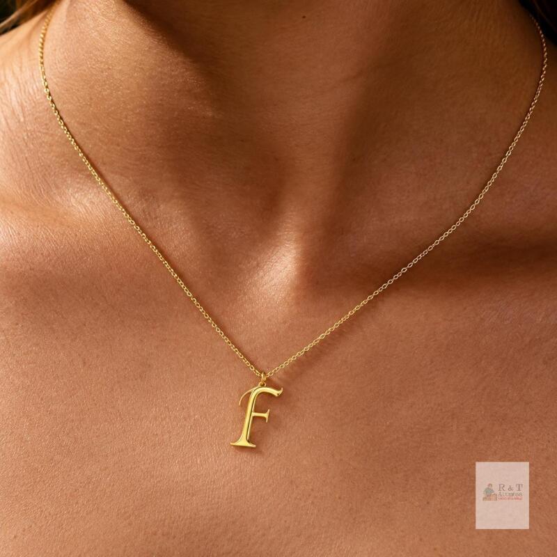 NEW Momlovu Elegant Gold-Tone &ldquo;F&rdquo; Initial Pendant Necklace