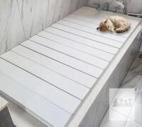 NEW 59x27.6in Foldable PVC Bathtub Cover, White, Insulated Folding Tray, Fits Most Tubs