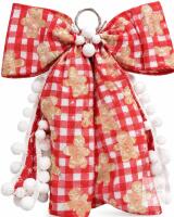 new NUVCELKA Large Outdoor Christmas Bow, 20.87" x 11.42", Red Checkered with Gingerbread Men