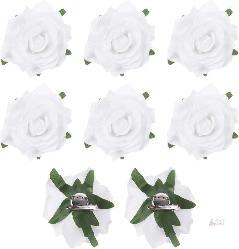 8 Pcs Rose Flower Hair Clips 4 Inch Flower Hair Pins Flower Brooch