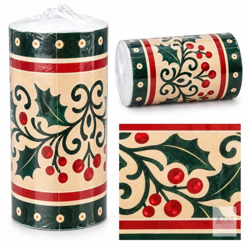 New Christmas Holly Decorative Border Roll &ndash; 4" x 196"