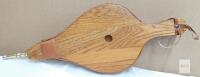 Solid Oak & Leather Fireplace Bellows with Brass Nozzle, 17-inch, Traditional Style