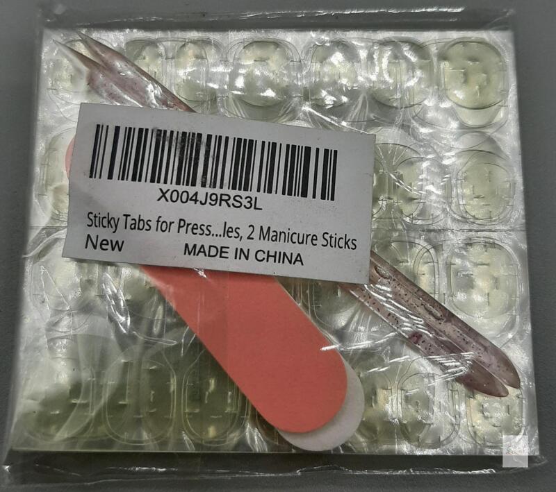 NEW GJWTHF Adhesive Nail Tabs Kit, 24 Double-Sided Tabs, 2 Manicure Sticks, File, X004J9RS3L,