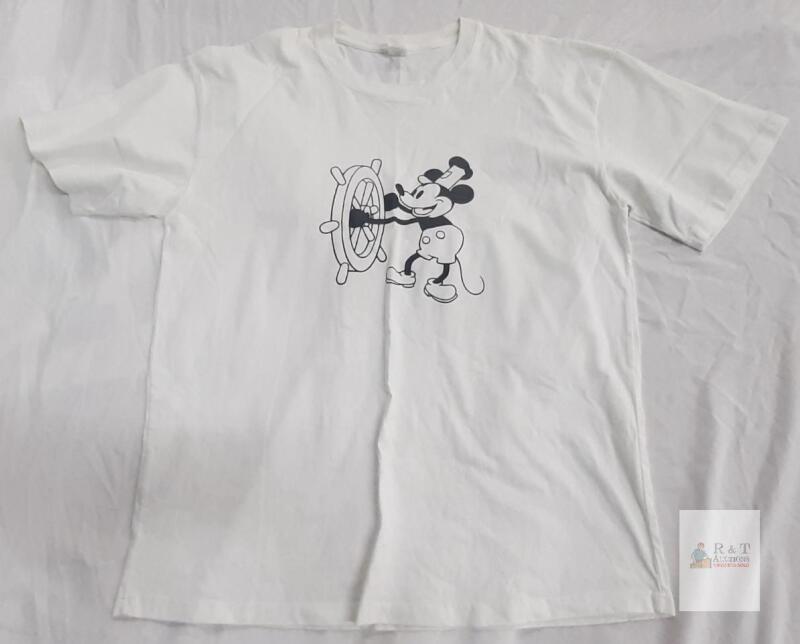 Men's 3XL Mickey Mouse Steamboat Willie Graphic T-Shirt, White, 100% Cotton