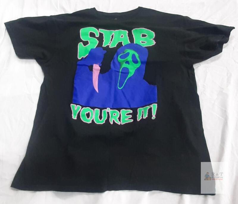 XL Black Graphic T-Shirt &ndash; Stab You're It! Scream Ghostface Parody, Horror Movie Theme