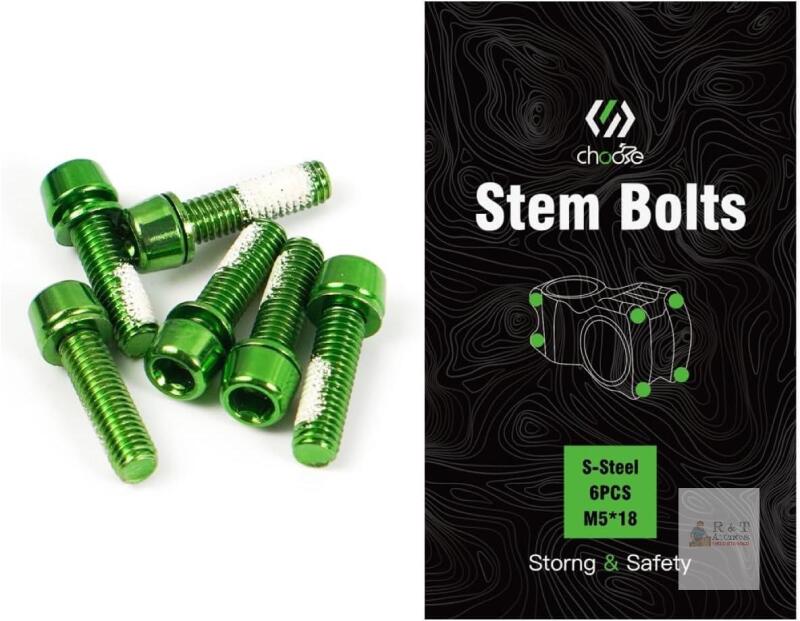 New CNC Bike Stem Bolts, M5x18mm for MTB, BMX, Road Bike | m5 Bicycle Stem Screws with Washers, Alloy‑Steel, for Gravel & Mountain Bike,
