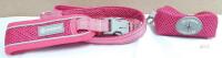 NEW Huanovix Medium Dog Collar & Leash Set with Bag Holder, Reflective Mesh, Rose Red, Size M