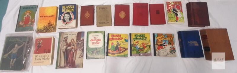 19 Book Vintage Lot: Uncle Wiggily, Oz Magic, Illustrated Bible, Jungle Book, Deanna Durbin