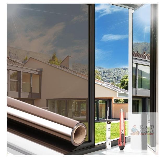NEW Arthome Heat Blocking Kit, 35.4" x 181", Reflective Static Cling Window Film, Brown Silver