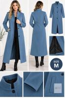 NEW Medium Light Blue Overcoat with Stand Collar and Button Closure