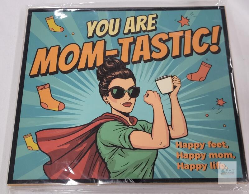 Afunnykaggles Mom-tastic Super Mom Socks Gift Set &ndash; One Size Fits Most, New in Themed Box