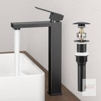 NEW Matte Black Single-Handle Vessel Sink Faucet Set w/ Drain Assembly & Installation Hardware