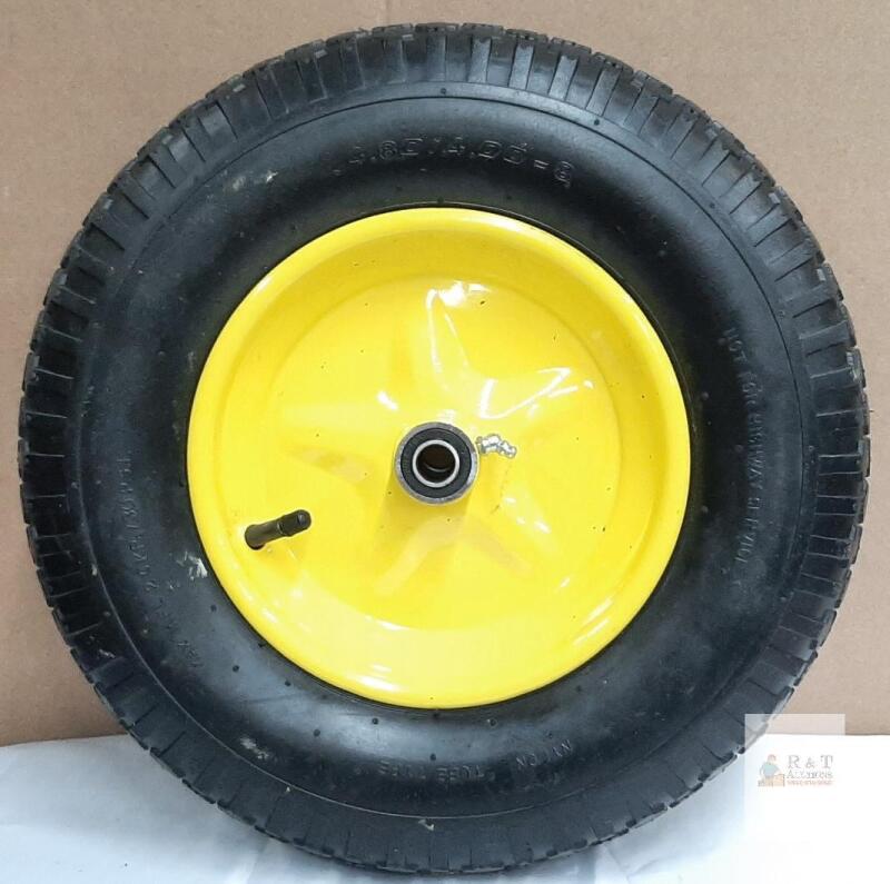 NEW 4.80/4.00-8 Pneumatic Utility Wheel with Yellow Steel Rim, Ball Bearing Hub, 5/8" Bore