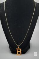 New Baseball Letter "B" Pendant Necklace, 20" Chain, Unisex Initial Jewelry