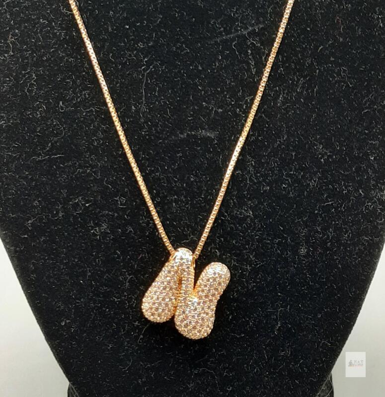 NEW Gold-Tone Sparkling &ldquo;N&rdquo; Initial Pendant Necklace