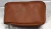 NEW Classic & Modern Miss Dong Brown PU Leather Toiletry Bag with Handle and Divider, Zipper Closure - 2