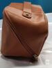 NEW Classic & Modern Miss Dong Brown PU Leather Toiletry Bag with Handle and Divider, Zipper Closure - 4