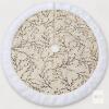 34" Ivory & Metallic Branch Christmas Tree Skirt with White Faux Fur Trim 34"