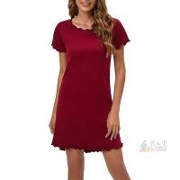 New Size XL Women's Nightgown Short-Sleeved Nightwear Night Sleep Shirt Short-Sleeved Sleep Shirt T-Shirt