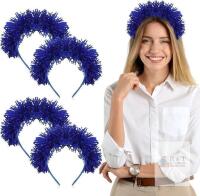 4 Pcs Halloween Fluffy Pom Pom Headband Fuzzy Headwear for Adult Halloween Costume Party Accessories