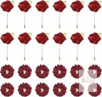 New 12Set Groom Boutonnieres Rose Boutonnieres Pins Buttonholes Pocket 2"x3.5" for Men Wedding Ceremony Anniversary Formal Dinner Party Suit Decoration Wine Red