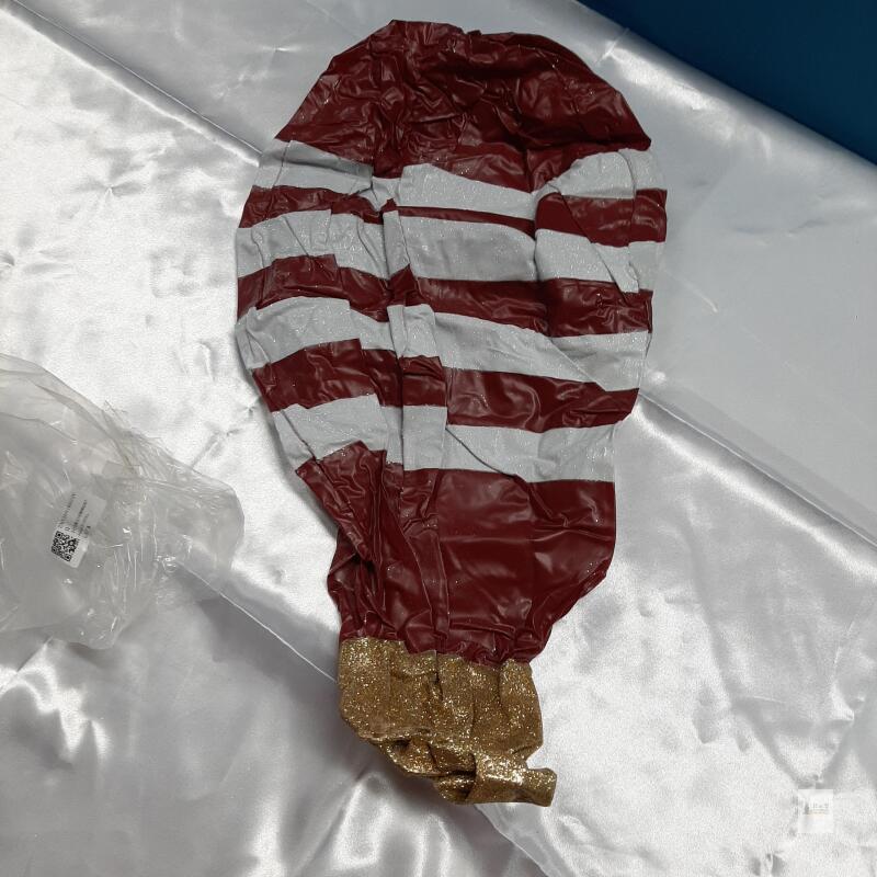 New title Red & White Glitter Striped Inflatable Christmas Ornament with Gold Cap- You must inflate.