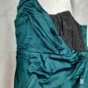 NEW Teal One-Shoulder Cocktail Dress with Glitter Bust and Draped Satin, Size Medium (Estimated) - 2