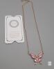 NEW Gold-Plated Pink Butterfly Pendant Necklace with Crystals, Adjustable 16&ndash;18" Chain