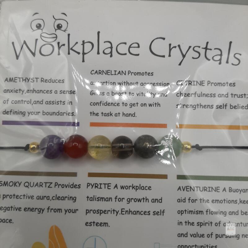 NEW Workplace Crystals Bracelet with Amethyst, Citrine, Carnelian, Smoky Quartz, Pyrite & Aventurine