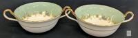 Aynsley England Sherwood Bone China Handled Soup Bowls 2pc Set, Gold Trim, Pattern 8163 N.G. No chips or cracks. Both ring true.