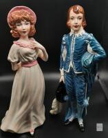 Vintage 1964 Holland Mold Ceramic Figurine Pair &ndash; Pinky and Blue Boy Hand-Painted, 12" Tall