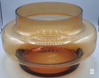 Mid-Century Scandinavian Amber Glass Punch Bowl, 10" Diameter, 7" Height