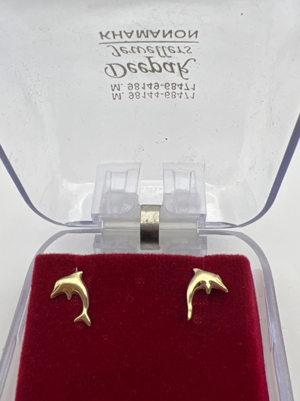 10K Yellow Gold Dolphin Earrings