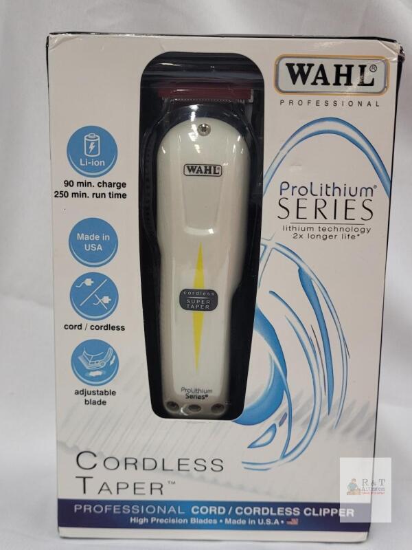 NEW Wahl Cordless Taper ProLithium Series Hair Clipper, 250min Runtime, 8 Guide Combs, USA Made