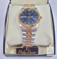 Philip Persio Men's Quartz Blue Dial Two-Tone Stainless Watch 3 ATM, Box & Tag, 39BAM06