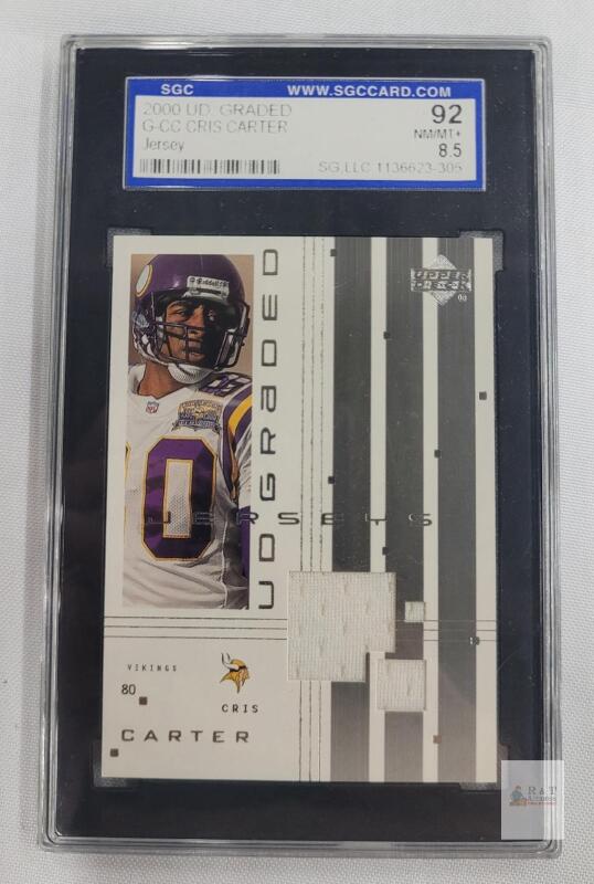 2000 Upper Deck Graded Jerseys Cris Carter Vikings Game-Used Jersey Card SGC 8.5 #G-CC